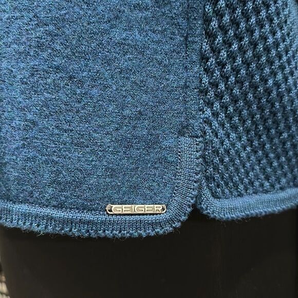 Geiger Collection Vintage Austrian Wool Cardigan Jacket Teal Blue Size 44 - Picture 11 of 16